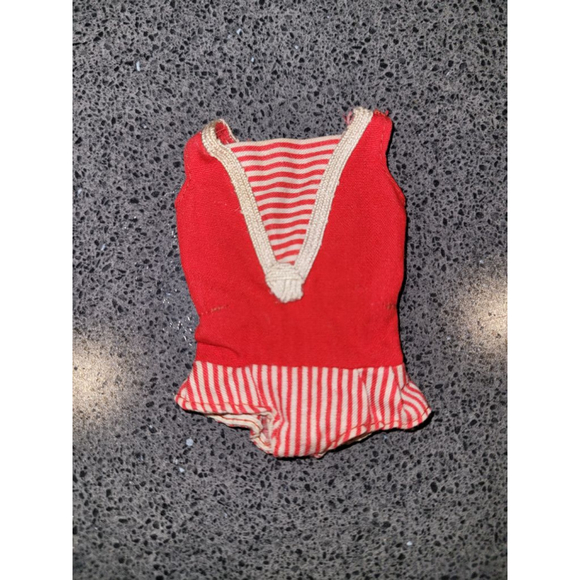 Vintage Mattel Skipper Red White Striped Swimsuit 1960s One-Piece - Picture 4 of 4